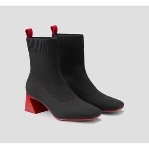 Vivaia Square-Toe Water-Repellent Block Heeled Boots Regina Pro Black Red US 10